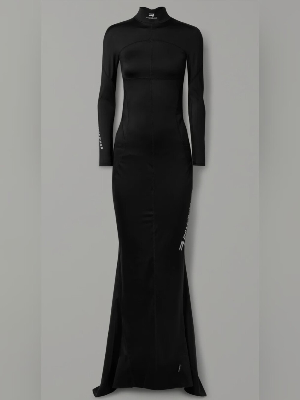 Balenciaga Printed Open Back Turtleneck Gown